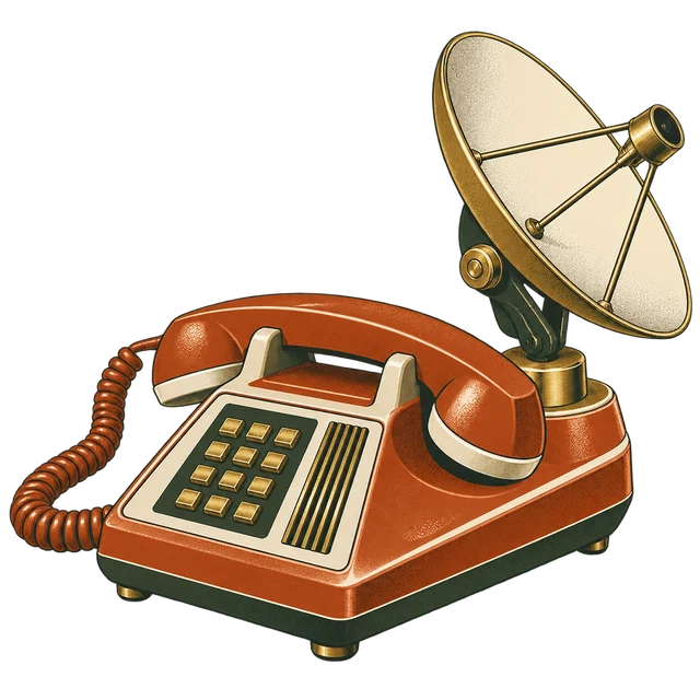 Telephone and satellite dish illustration
