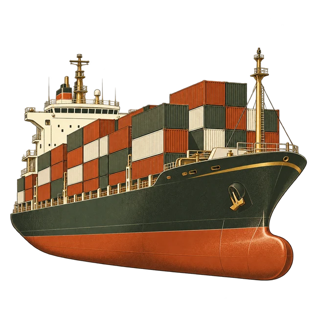 Cargo ship and shipping containers illustration