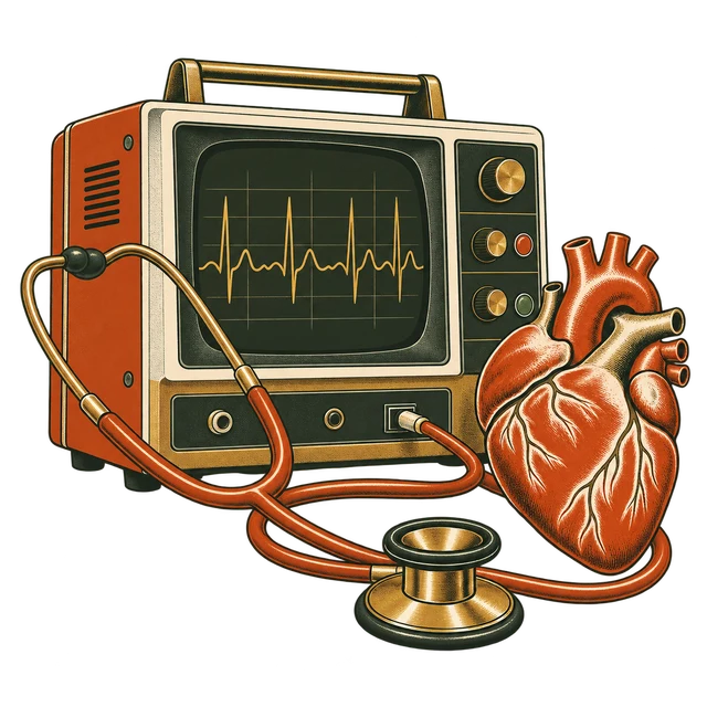 Medical diagnostic equipment and stethoscope illustration