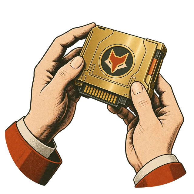 Hands carefully holding a neural storage cartridge