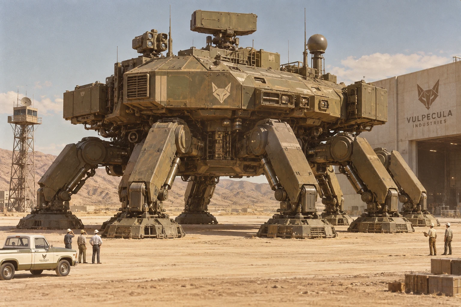 Heptarch heavy multi-limbed military platform at the Vulpecula evaluation facility