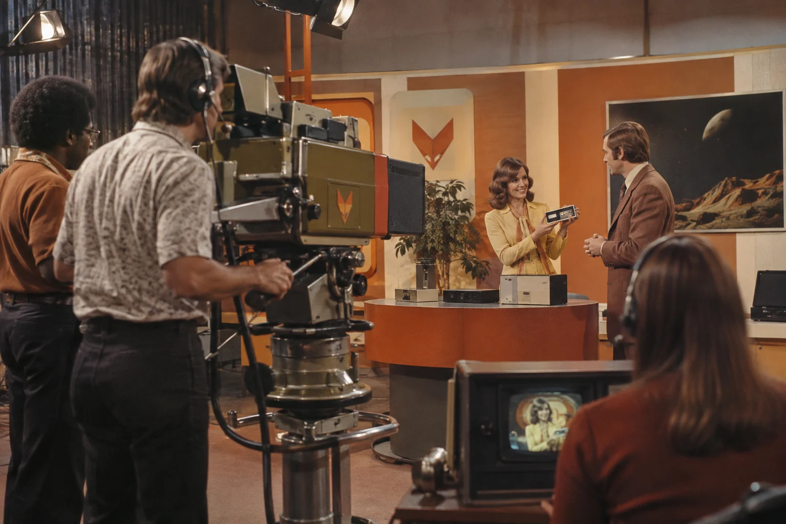 A television production crew using Vulpecula studio equipment
