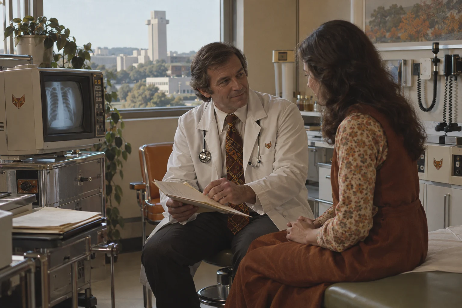 A doctor and patient in a clinical consultation