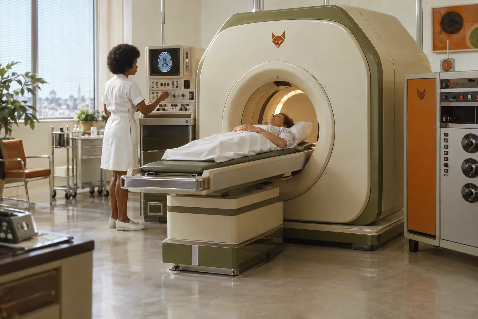 A diagnostic imaging system in a clinical equipment room