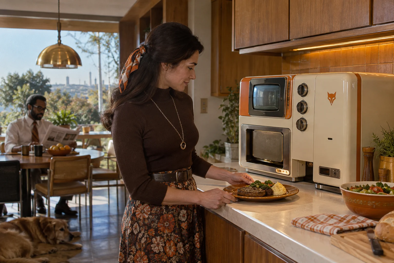 A food-preparation and replication appliance in a fitted kitchen