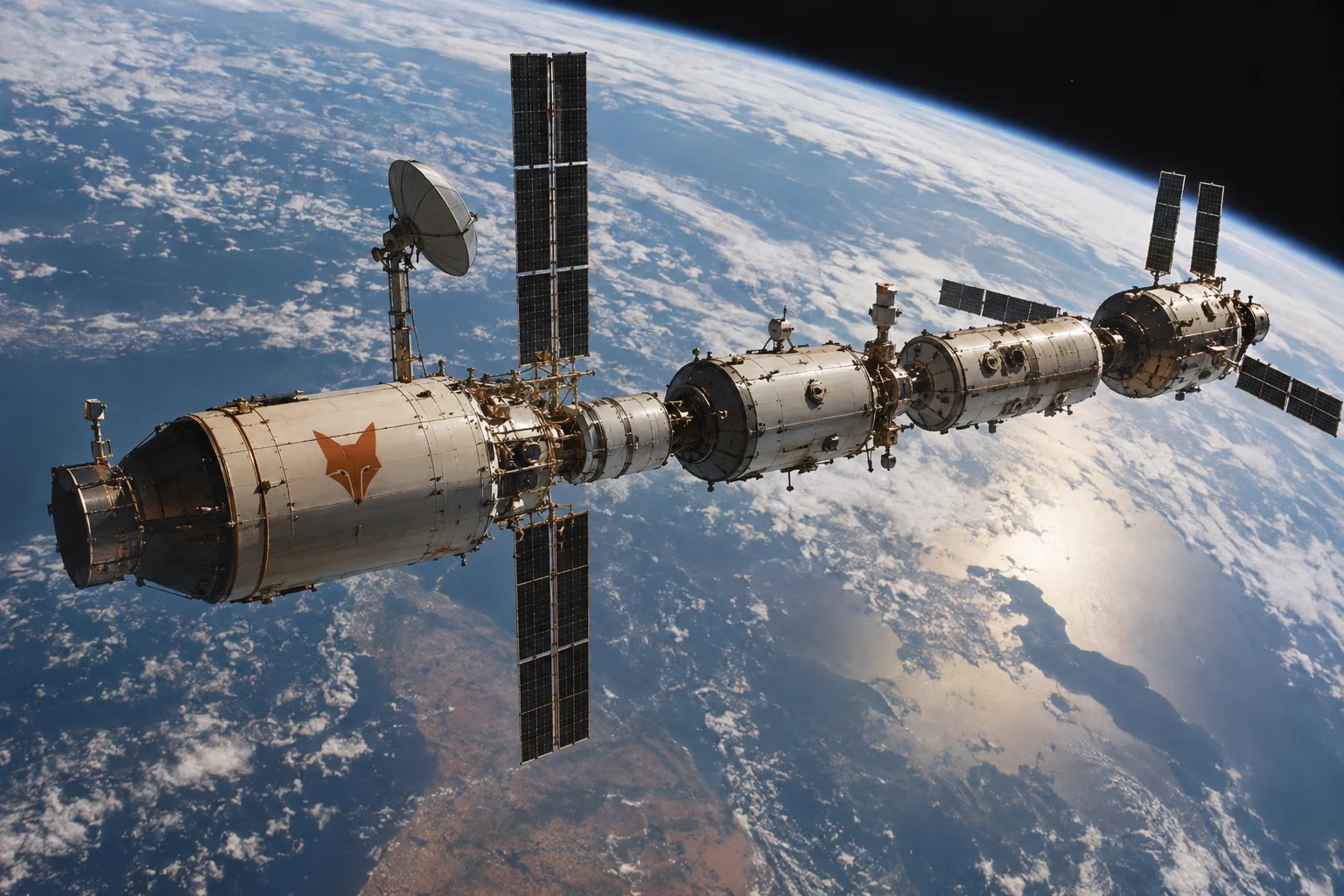 A Vulpecula research spacecraft in orbit above Earth